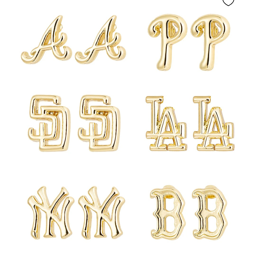 Box with 20 items Bjoux Sport by Luv Al MLB Gold Plated Brass Studs