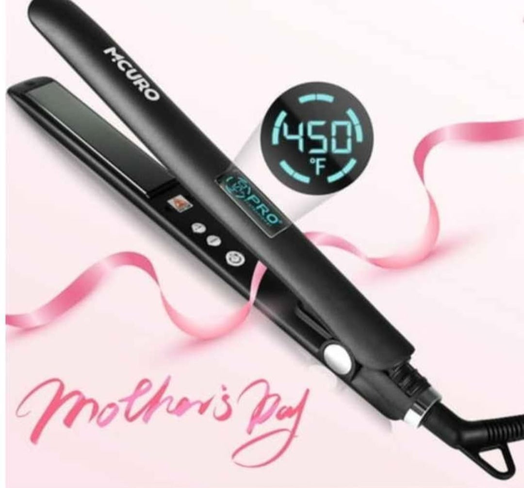 Box with 5 items MCURO 1 inch Hair Straightener, Flat Iron for Hair Infused with Keratin, Dual...